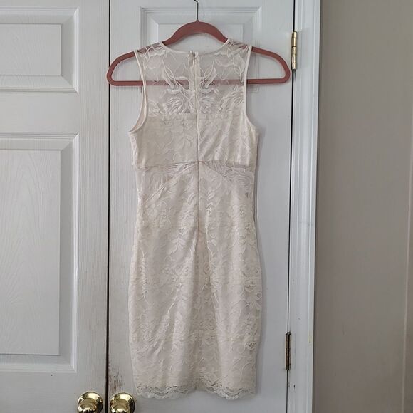 Guess lace cut out ivory summer beach wedding  party Silvana Lace Bodycon Mini - Picture 5 of 5